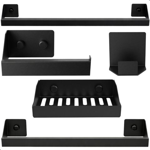 Kit Acessórios para Banheiro Preto 5 Peças Master Slim Df