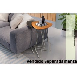 Mesa de Apoio para Sofá Formato Folha Base Aço Cromado - Bordinhon: Cinamomo - 3