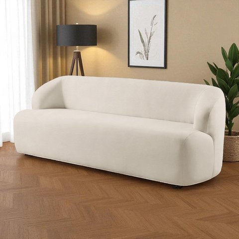 Sofá Fixo Noah 3 Lugares Luxo 2,0m Castellar Móbile Branco Corino Off White