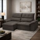 Ver imagem 3 de Sofá 3 Lugares Retrátil Reclinável para Sala 210cm Giotto F04 Veludo Marrom Escuro - Lyam Decor
