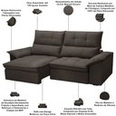 Ver imagem 4 de Sofá 3 Lugares Retrátil Reclinável para Sala 210cm Giotto F04 Veludo Marrom Escuro - Lyam Decor
