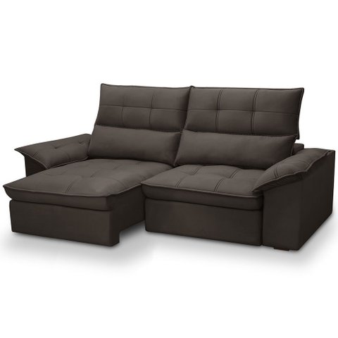 Sofá 3 Lugares Retrátil Reclinável para Sala 210cm Giotto F04 Veludo Marrom Escuro - Lyam Decor