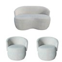 Ver imagem 2 de Kit Namoradeira + 2 Poltronas Decorativa Beatriz Orgânica Linho Bege