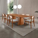 Ver imagem 1 de Sala de Jantar Mesa Noronha 220cm Tampo Laminado Canto Barril com 8 Cadeiras Viena