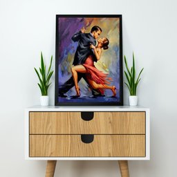 Quadro Artístico Dança Tango 45x34cm:madeira Branca - 2