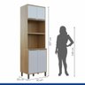 Torre Quente Balcão Armário Multiuso Cozinha 4 Portas 1 Prateleira MDF Marrom Madeira Off White - 3