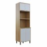Torre Quente Balcão Armário Multiuso Cozinha 4 Portas 1 Prateleira MDF Marrom Madeira Off White - 4