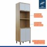 Torre Quente Balcão Armário Multiuso Cozinha 4 Portas 1 Prateleira MDF Marrom Madeira Off White - 6