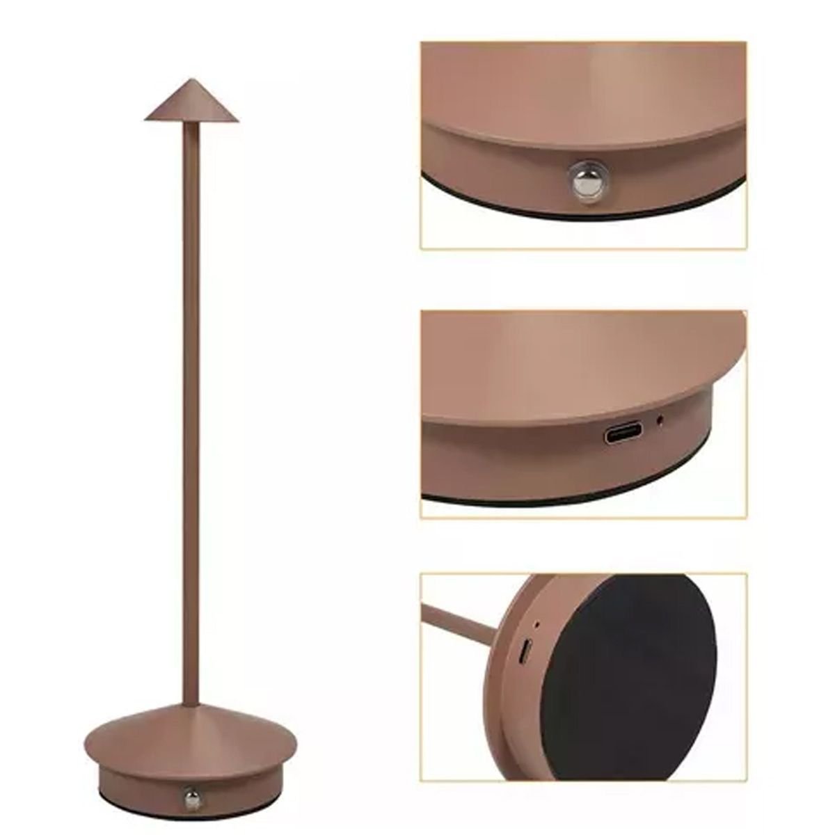 Luminaria de Mesa Abajur Led 3 Tons Controle de Intensidade Usb Bateria Recarregavel Touch Home Offi - 8