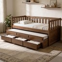 Ver imagem 4 de Cama Solteiro com Auxiliar 188x88cm 3 Gavetas Milo Castanho B11 - Mpozenato