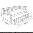 Ver imagem 2 de Cama Solteiro com Auxiliar 188x88cm 3 Gavetas Milo Castanho B11 - Mpozenato
