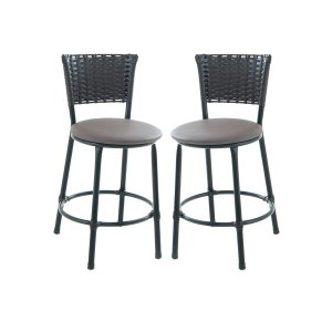 Kit 2 Banquetas Baixa Cozinha Encosto Juncado