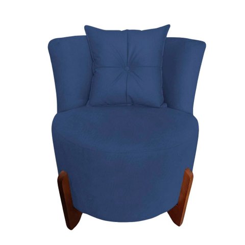 Poltrona Decorativa Luna Couro Azul Marinho