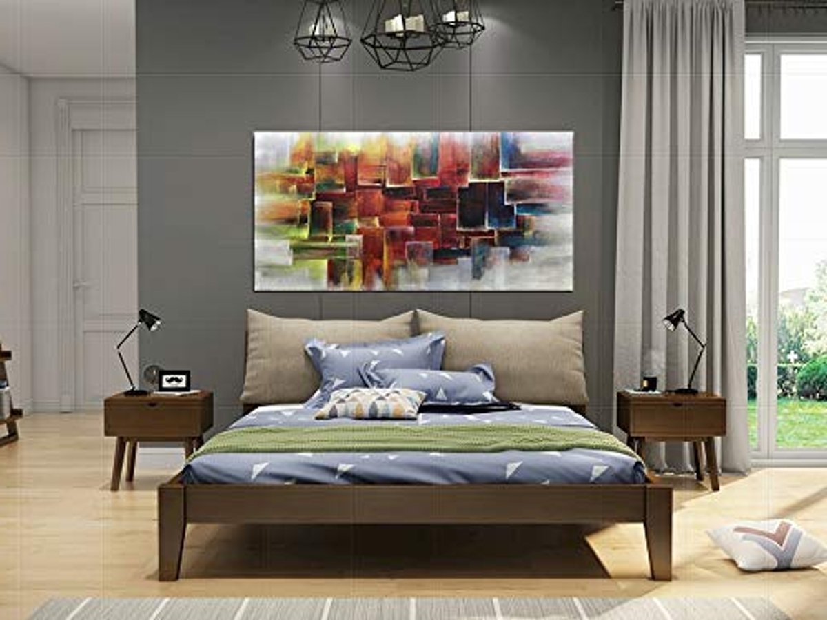 Quadro Pintura Tela fundo claramente textura óleo 5385: 70cm (A) x 140	cm (L) - 1