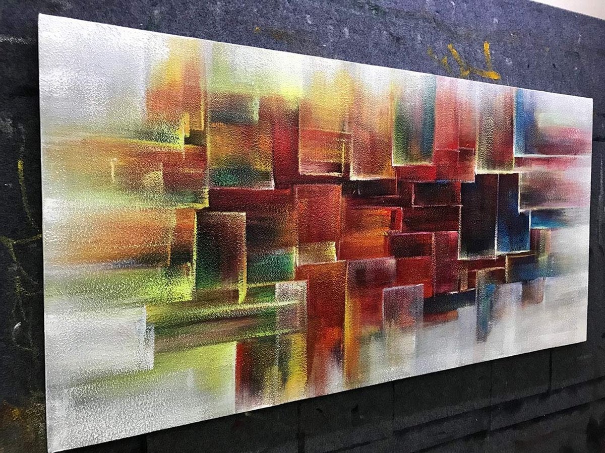 Quadro Pintura Tela fundo claramente textura óleo 5385: 70cm (A) x 140	cm (L) - 4