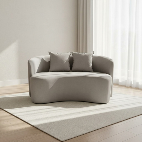 Sofá Decorativo Montreal 150cm Orgânico Bouclé Cinza Claro