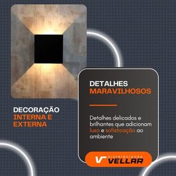 Arandela de Parede Externa Facho Duplo Ajustável Preta 110/220v - 6