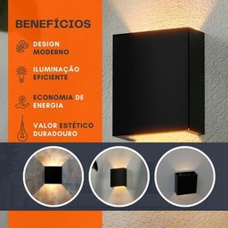 Arandela de Parede Externa Facho Duplo Ajustável Preta 110/220v - 4