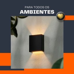 Arandela de Parede Externa Facho Duplo Ajustável Preta 110/220v - 5