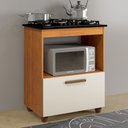 Ver imagem 6 de Balcão para Cooktop 5 Bocas 1 Porta Basculante 1 Nicho para Micro-ondas Salvia Kaiki Móveis Nature/O