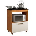 Ver imagem 1 de Balcão para Cooktop 5 Bocas 1 Porta Basculante 1 Nicho para Micro-ondas Salvia Kaiki Móveis Nature/O