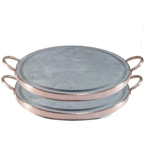 Kit 2 Grelhas Chapa de Pedra Sabão para Carne 27 cm