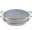 Ver imagem 1 de Kit 2 Grelhas Chapa de Pedra Sabão para Carne 27 cm