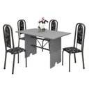 Ver imagem 2 de Conjunto de Mesa 120x75cm Tampo Granito com 4 Cadeiras Lavínea Cinza/Martelado Prata/Ocre/Preto Floral