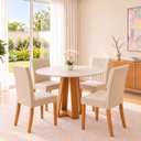 Ver imagem 1 de Conjunto Sala de Jantar Mesa Lisa 90cm com Tampo MDF Redonda 4 Cadeiras Lily