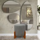 Ver imagem 1 de Puff Decorativo Principe Thor Pes de Madeira e Tecido Linho:cinza