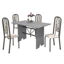Ver imagem 2 de Conjunto de Mesa 120x75cm Tampo Granito com 4 Cadeiras Lavínea Cinza/Martelado Prata/Ocre/Arabesco