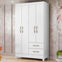 Ver imagem 1 de Guarda Roupa Solteiro Chile 4p 103 Cm Branco Moval