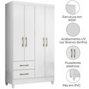 Ver imagem 4 de Guarda Roupa Solteiro Chile 4p 103 Cm Branco Moval