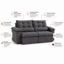Ver imagem 4 de Sofá 3 Lugares Retrátil Reclinável Molas Ensacadas D33 Soft Conforto Premium:Cinza Escuro