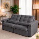 Ver imagem 2 de Sofá 3 Lugares Retrátil Reclinável Molas Ensacadas D33 Soft Conforto Premium:Cinza Escuro