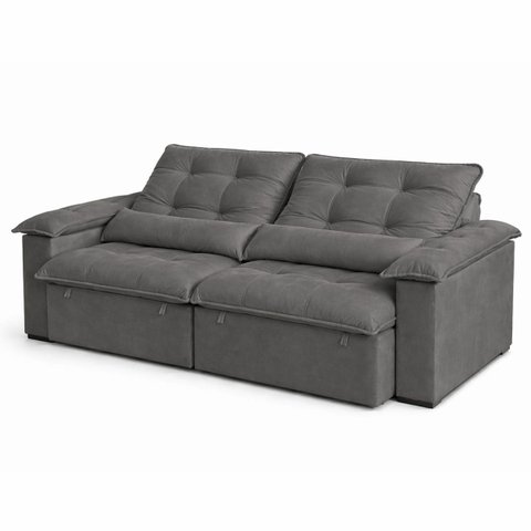 Sofá 3 Lugares Retrátil Reclinável Molas Ensacadas D33 Soft Conforto Premium:Cinza Escuro
