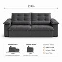 Ver imagem 5 de Sofá 3 Lugares Retrátil Reclinável Molas Ensacadas D33 Soft Conforto Premium:Cinza Escuro