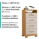 Ver imagem 4 de Comoda 4 Gavetas 1 Nicho Primor 62x130 cm Cinamomo Areia Zanz
