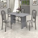 Ver imagem 1 de Conjunto de Mesa 120x75cm Tampo Granito com 4 Cadeiras Lavínea Cinza/Martelado Prata/Ocre/Paraopeba