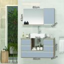 Ver imagem 2 de Conjunto Gabinete Banheiro POLO 80cm Madeirado/Cinza - Gabinete + Cuba + Espelheira + Tampo Vidro