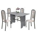 Ver imagem 2 de Conjunto de Mesa 120x75cm Tampo Granito com 4 Cadeiras Lavínea Cinza/Martelado Prata/Ocre/Botanic Bege