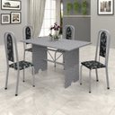 Ver imagem 1 de Conjunto de Mesa 120x75cm Tampo Granito com 4 Cadeiras Lavínea Cinza/Martelado Pérola/Ocre/Preto Floral