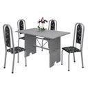 Ver imagem 2 de Conjunto de Mesa 120x75cm Tampo Granito com 4 Cadeiras Lavínea Cinza/Martelado Pérola/Ocre/Preto Floral