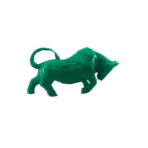 Touro Bull Wall Street Geométrico Decoração 3d Low Poly:verde