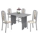 Ver imagem 2 de Conjunto de Mesa 120x75cm Tampo Granito com 4 Cadeiras Lavínea Cinza/Martelado Pérola/Ocre/Arabesco
