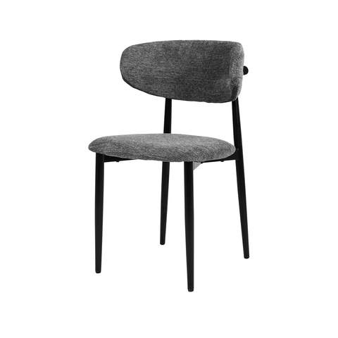Cadeira de Jantar com Estofado em Linho Cinza e Estrutura Metálica para Ambientes Modernos