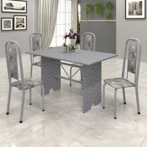 Conjunto de Mesa 120x75cm Tampo Granito com 4 Cadeiras Lavínea 