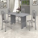Ver imagem 1 de Conjunto de Mesa 120x75cm Tampo Granito com 4 Cadeiras Lavínea Cinza/Martelado Pérola/Ocre/Paraopeba