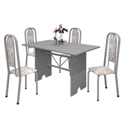 Conjunto de Mesa 120x75cm Tampo Granito com 4 Cadeiras Lavínea - 2 Conjunto de Mesa 120x75cm Tampo Granito com 4 Cadeiras Lavínea - 2