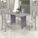 Ver imagem 1 de Conjunto de Mesa 120x75cm Tampo Granito com 4 Cadeiras Lavínea Cinza/Martelado Pérola/Ocre/Botanic Bege